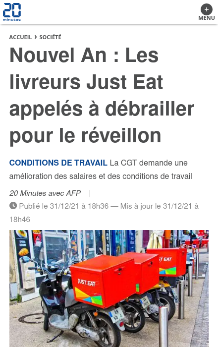 Nouvel An : Les livreurs Just Eat appelés à débrailler